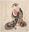 Courtesan Dressed in an Elaborate Gown Embroidered with Emblems of Good Luck (ca. 1800)