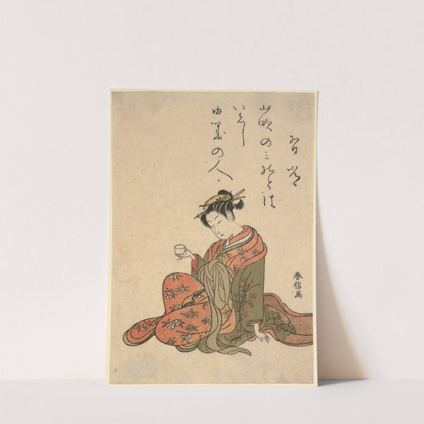 Courtesan Drinking Tea by Suzuki Harunobu