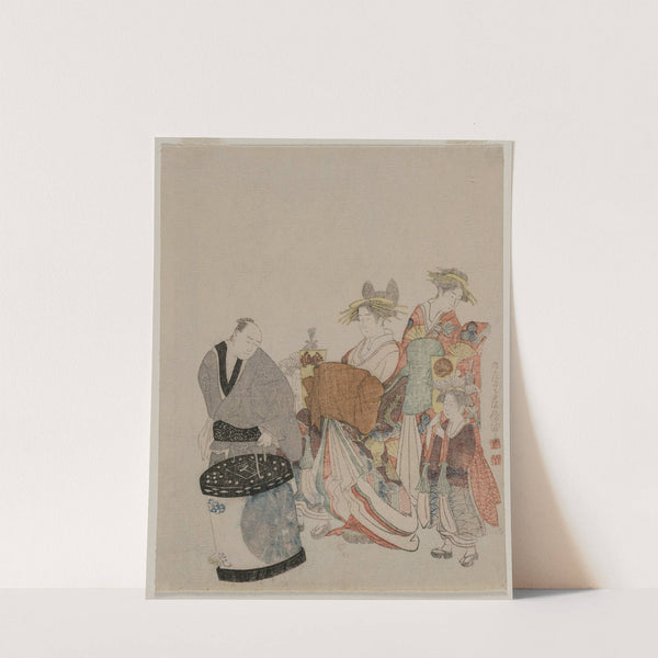 Courtesan on the Town with Attendants at Night by Kubo Shunman
