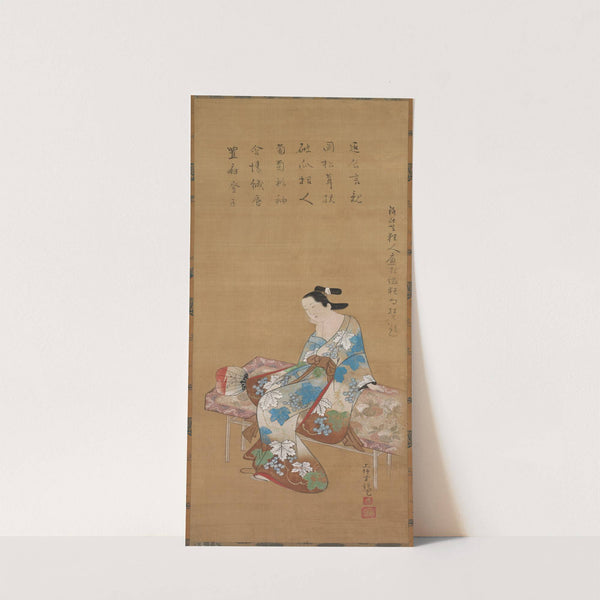 Courtesan Seated on a Bench Enjoying the Evening Cool in Summer by Kamigaki Hōryū