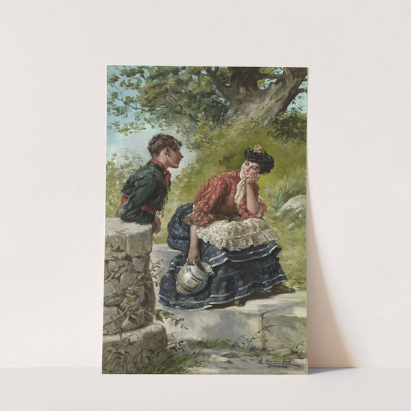 Courting Couple at the Fountain by Eduardo Sánchez Solá