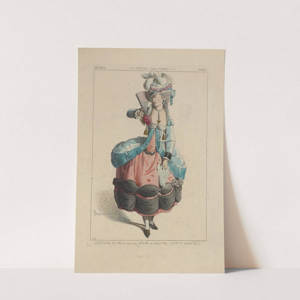 Courtisane en 1780, d'après une gravure de Wille Fils, (le petit Waux-Hall). XVIIIe siècle, costumes civils, femmes, France. by Raphaël Jacquemin