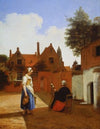 Courtyard in Delft at Evening- a Woman Spinning