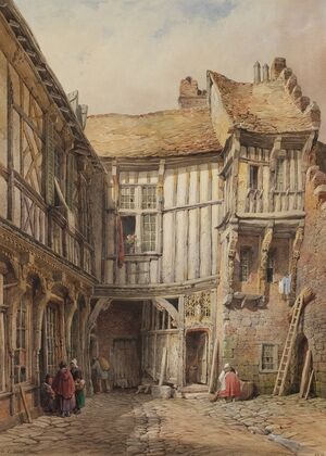 Courtyard of House at no. 29, Rue de la Tannerie, Abbeville, Somme, France; said to be from the reign of François I