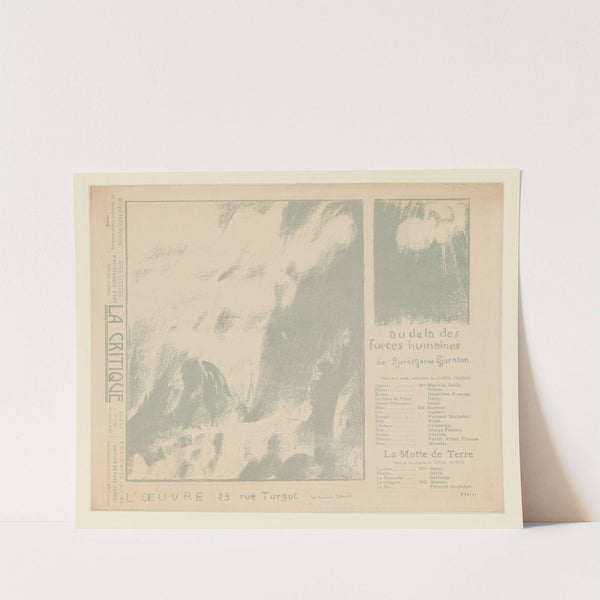 Couverture du programme pour Au-delà des forces humaines de B. Bjornson au théâtre de l’Œuvre (1897) by Maurice Denis