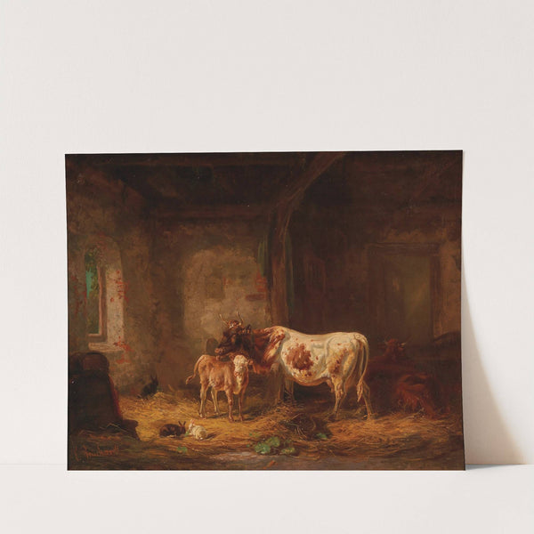 Cows and Rabbits in the Barn by Louis Reinhardt