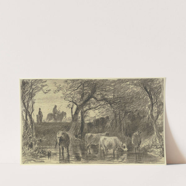 Cows drinking by Friedrich Voltz