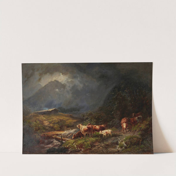 Cows In A Mountainous Landscape by Otto Sommer