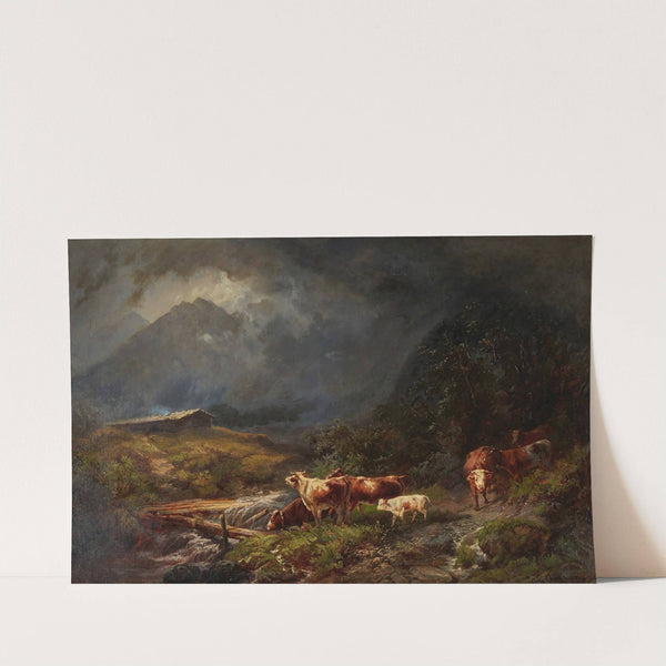 Cows In A Mountainous Landscape by Otto Sommer