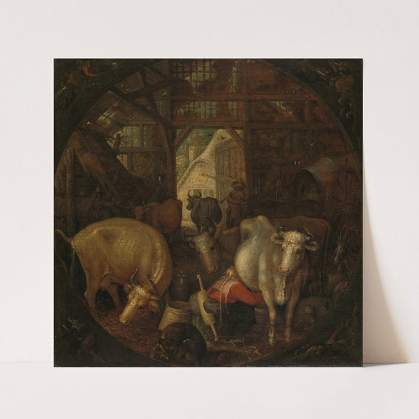 Cows in a stable; witches in the four corners (1615) by Roelant Savery