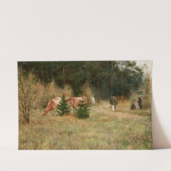 Cows near a Forest by Maria Chmielowska