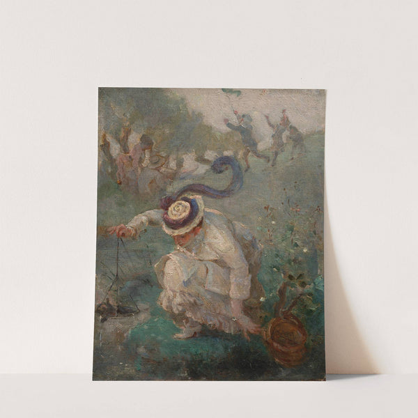 Crayfish fishing by Marie Bracquemond