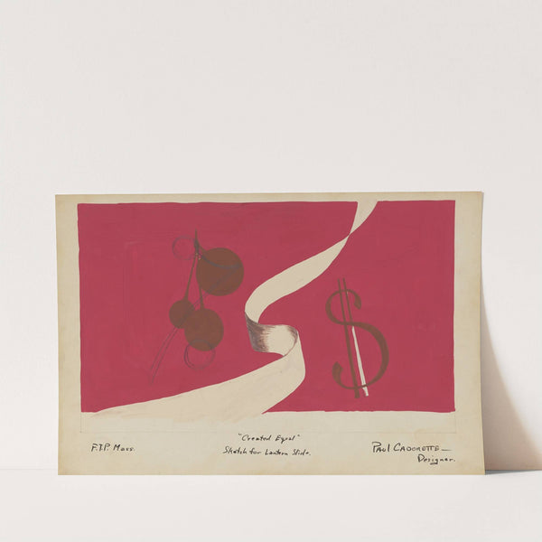 Created Equal: Sketch no. 13, Sketch for Lantern Slide (Financial Symbols and Ribbon) (1934-1943) by Paul Cadorette