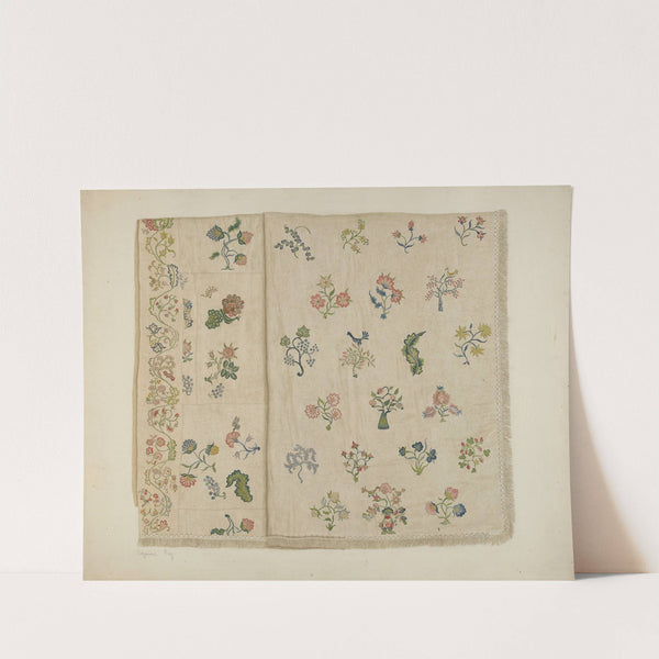 Crewel Embroidered Bedspread by Suzanne Roy