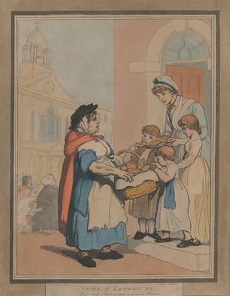 Cries of London, No. 8 ; Hot cross bunns, two a penny bunns