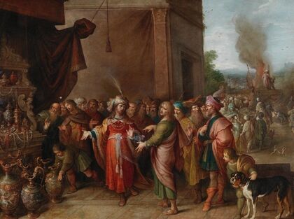 Croesus showing Solon his Riches