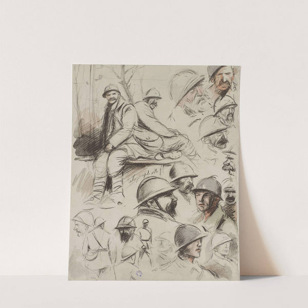 Croquis de têtes et de deux télégraphistes (1915-1916) by Georges Goursat (Sem)