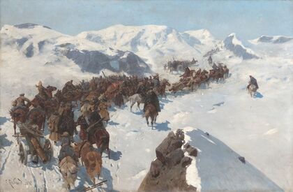 Crossing by Argutinsky through the snowy mountains of the Caucasus in 1853