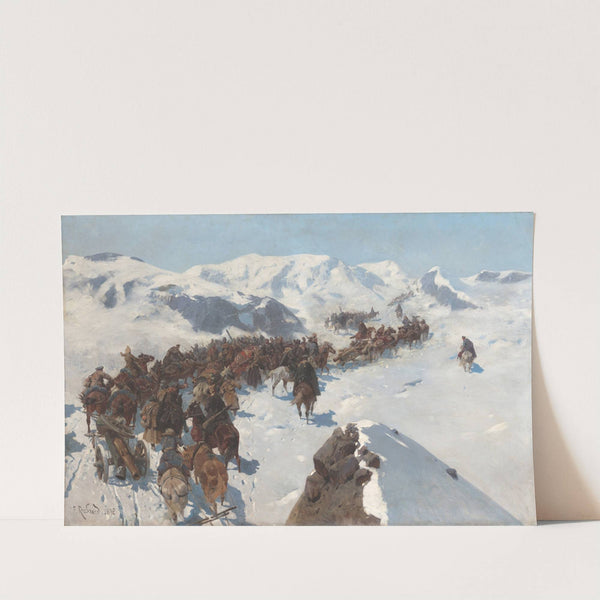 Crossing by Argutinsky through the snowy mountains of the Caucasus in 1853 (1892) by Franz Roubaud