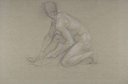 Crouching Nude Male Figure