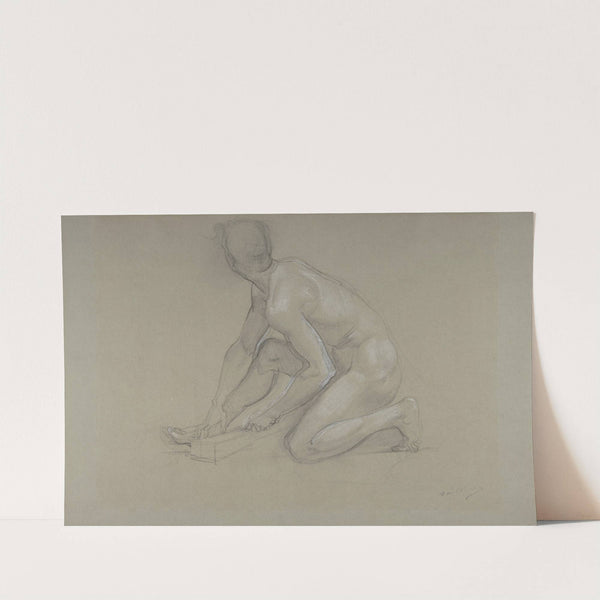 Crouching Nude Male Figure by Paul-Jacques-Aimé Baudry
