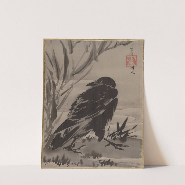 Crow and Reeds by a Stream (ca. 1887) by Kawanabe Kyōsai