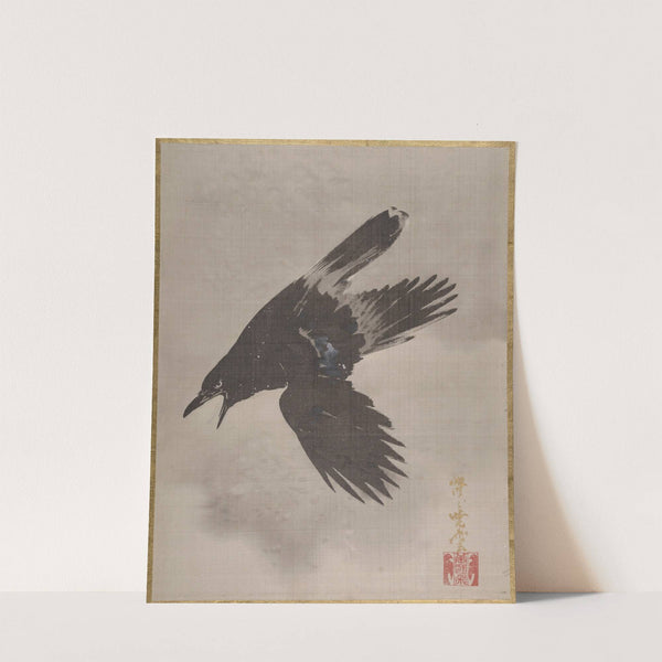 Crow Flying in the Snow (ca. 1887) by Kawanabe Kyōsai