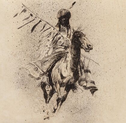Crow Indian Rider with Lance and Blanket