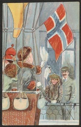 Crown Prince Olav in a hot air balloon