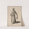 Crowned woman holding feather fan by Francois Silvestre