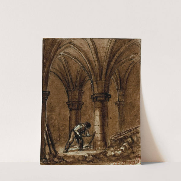 Crypte de la chapelle de l'hôpital Sainte Catherine, rue Saint-Denis, à l'angle de la rue des Lombards. by Auguste-Sébastien Bénard