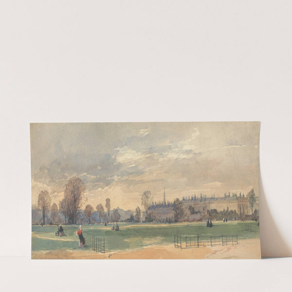 Cumberland Terrace, Regent’s Park; A View Looking Toward Gloucester Gate, a Troop of Life Guards Exercising to the Right (ca. 1840) by Thomas Shotter Boys