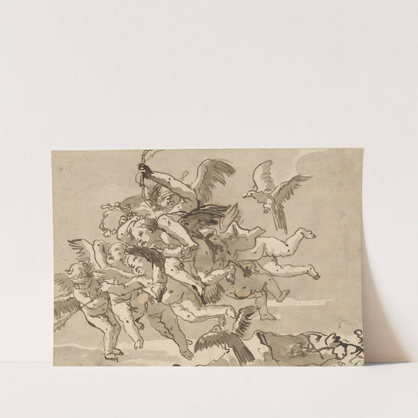 Cupid Blindfolded, Carried Through the Sky by Seven Winged Putti (ca. 1770–90) by Giovanni Domenico Tiepolo