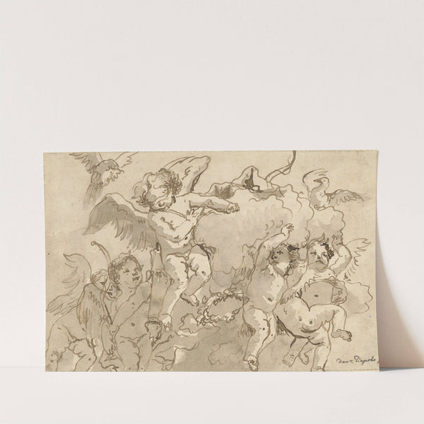 Cupid Blindfolded in the Clouds, with Five Attendant Putti (ca. 1770–90) by Giovanni Domenico Tiepolo