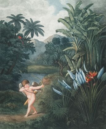 Cupid inspiring plants with love