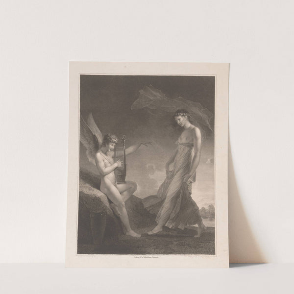 Cupid with harp gives a young woman a dance lesson by Jacques Louis Copia