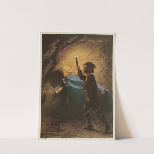 Curdie went on after her, flashing his torch about by Jessie Willcox Smith