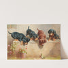 Curious dachshund puppies and a frog by Carl Reichert