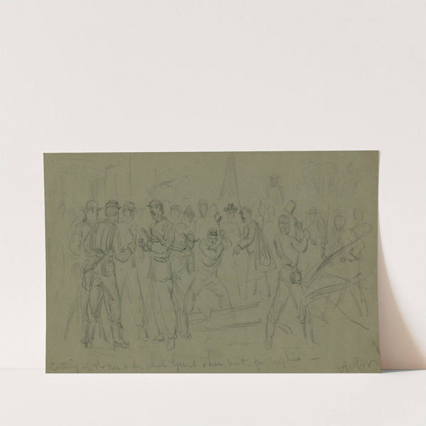 Cutting up the tree under which Grant and Lee met, for trophies by Alfred Rudolph Waud