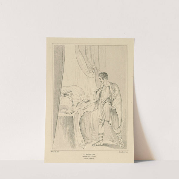 Cymbeline, act 2, scene 2, a bedchamber, Imogen in bed, Jachimo (19th century) by William Francis Starling