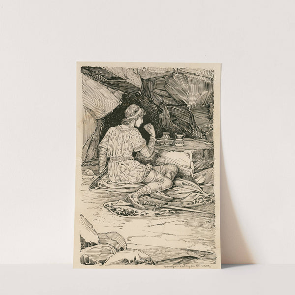 Cymbeline, Imogen eating in the cave (1917-1918) by Louis Rhead