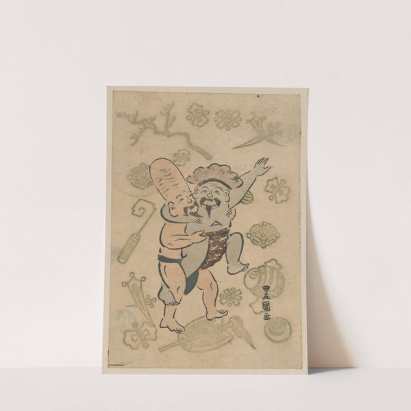 Daikoku to fukurokuju no sumō by Toyokuni Utagawa