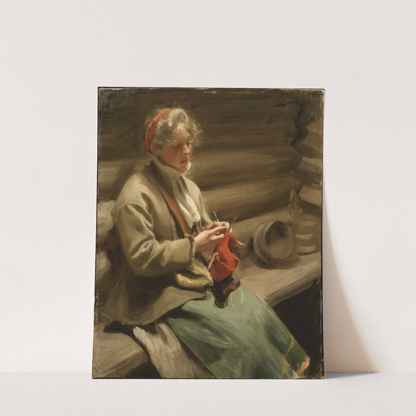 Dalecarlian Girl Knitting. Cabbage Margit (1901) by Anders Zorn