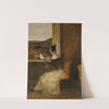 Dame am Fenster mit Spinnrocken by Friedrich Loos