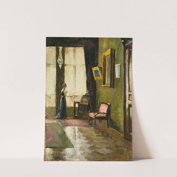 Dame am Fenster vor Staffelei by Lesser Ury