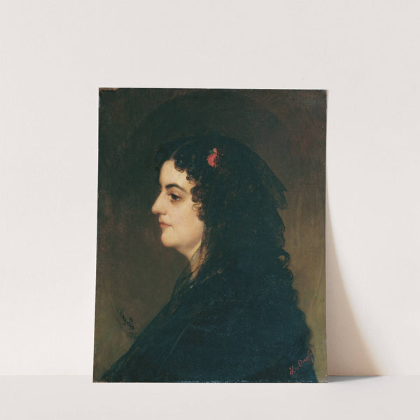Dame im Profil mit Schleier und Nelke by Heinrich von Angeli