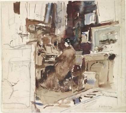 Dame in atelier achter harmonium (1867 - 1923)