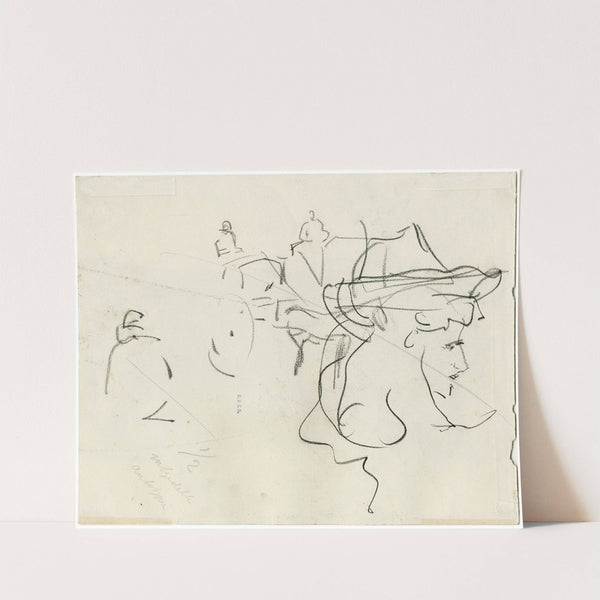 Dame met grote hoed op caféterras: halffiguur by Isaac Israëls