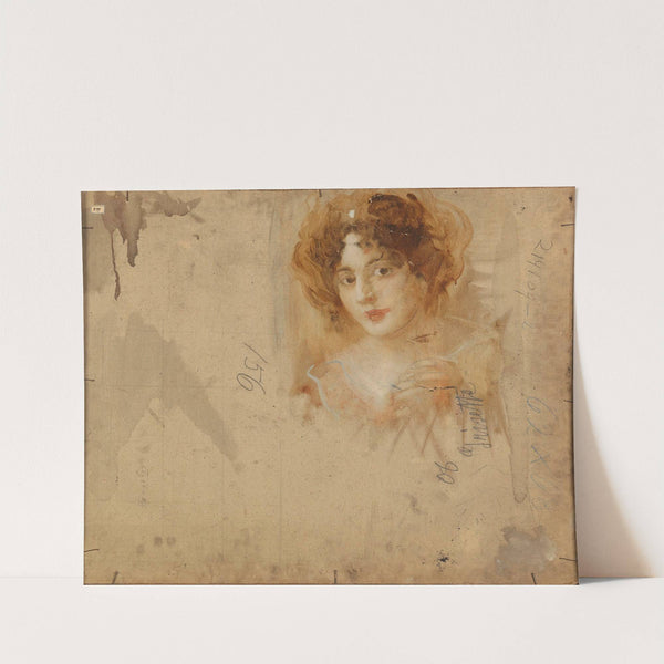 Dame mit Hut in gelbem Kleid by Eduard Veith