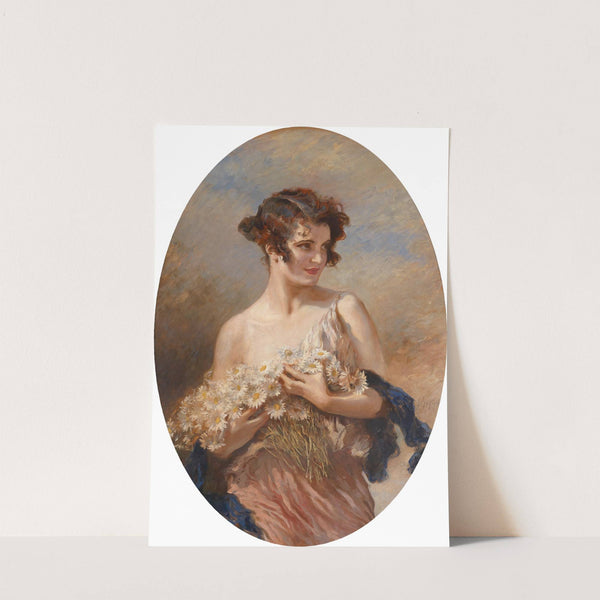 Dame mit Margeritenstrauß by Leopold Schmutzler